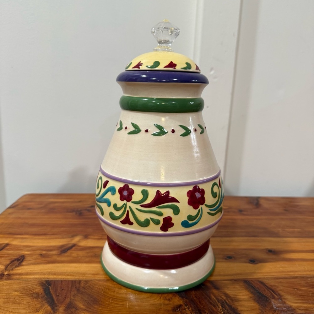 Vtg 2004 Jim Shore Heartwood Creek Folk Art Ceramic Canister Cookie Jar w/ Lid